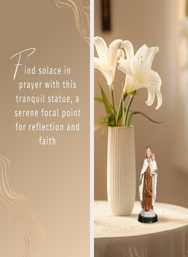 Trendzeen 5 Inch Our Lady of Mt Carmel Statue - Our Lady of Mount Carmel Prayer Card, The Lord's Prayer Card - Mother Mary Statue for Home Decor, Altar - Virgen Del Carmen Estatua - 3 Items Set - Image 5